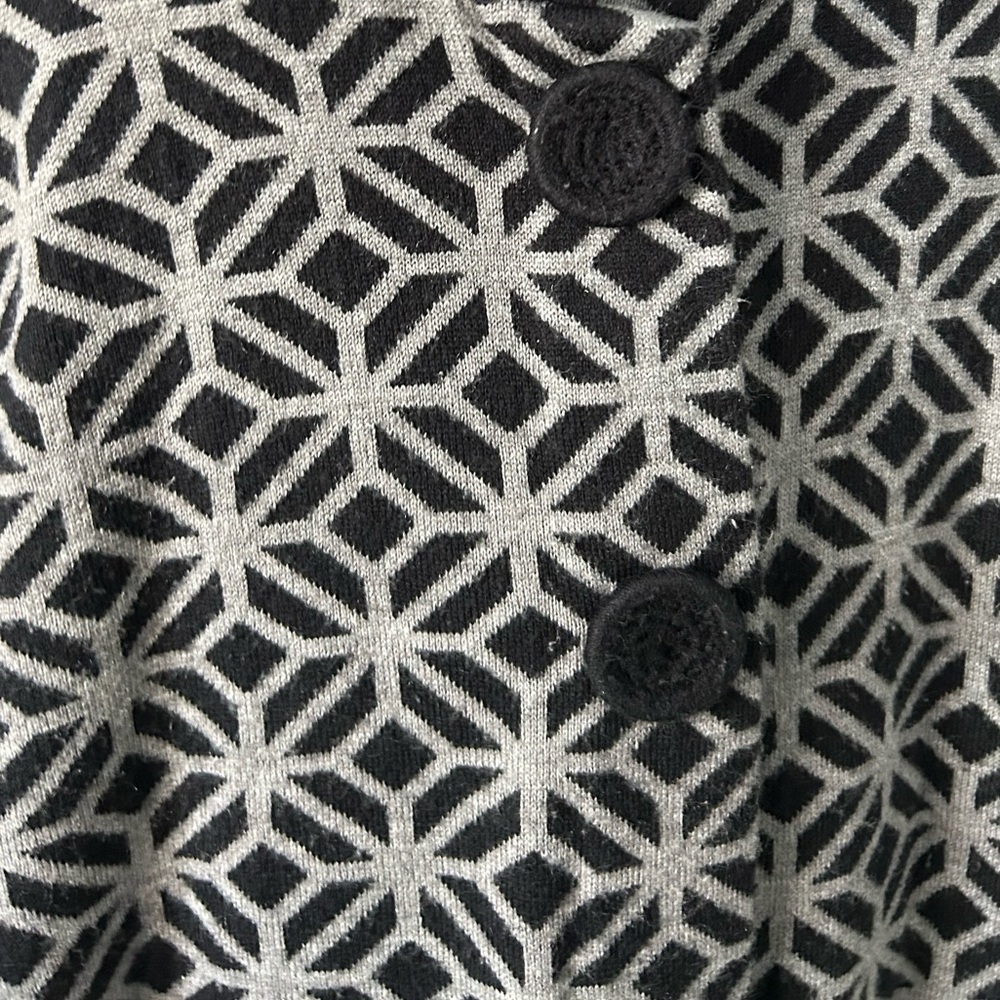John Paul Richard Knit Cardigan Coat Black White Geometric Long Sleeve Sweater-L - Picture 6 of 9